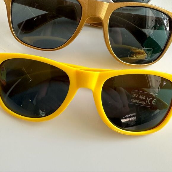 Set of 3 aviator fun colored sunglasses yellow, white, and gold pairs Sunglasses - Picture 4 of 8